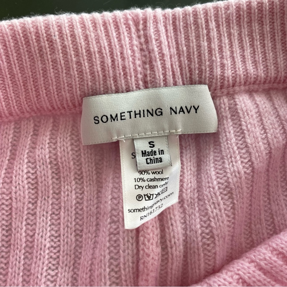 Something Navy Ribbed Knitted Split Flare Pants T… - image 4